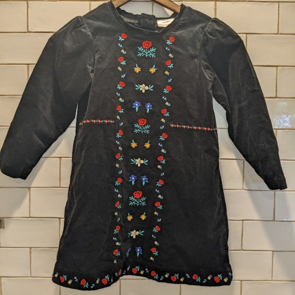 Hanna Anderson black embroidered dress